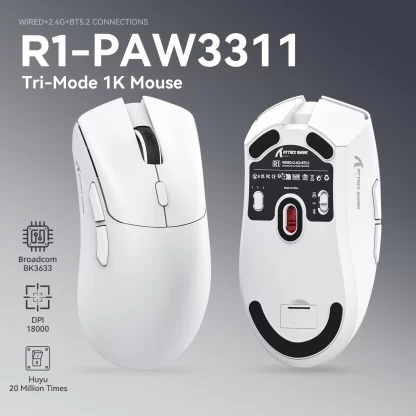 Attack Shark R1 Wireless gamer mouse,PAW3311 1KHZ 18000dpi,Bluetooth Mouse, Macro Gaming Mouse,mouse pad/pc - Image 2