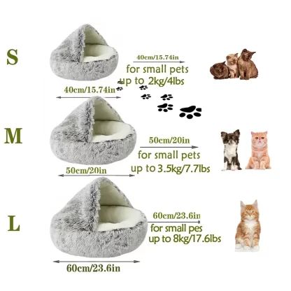 Cat Bed Round Plush Fluffy Hooded Cat Bed Cave, Cozy for Indoor Cats or Small Dog beds, Doughnut Calm Anti-nxiety Dog Bed - Image 4