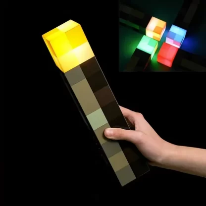 Minecraft Brownstone Torch Lamp Figure 4 Colors Bedroom Decorative Light LED Night Light USB Charging with Buckle Kids Toy Gift - Image 2