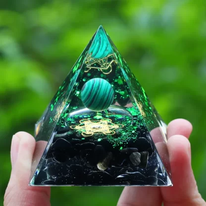 Energy Pyramid Orgonite Reiki Natural Amethyst Ball Healing Crystals Chakra Tool Ornaments Resin Stones Craft Kids Gift Pyramid