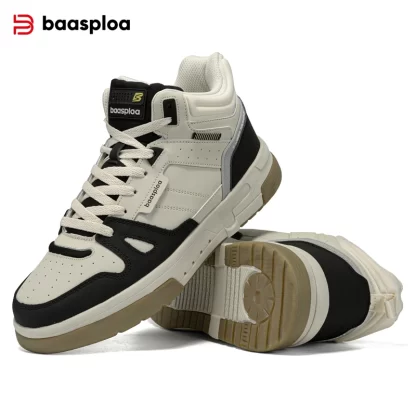 Baasploa Men Winter Sneakers Casual Skateboard Shoes for Men Waterproof Plush Warm Cotton Shoes Non-Slip Outdoor Male Sneakers