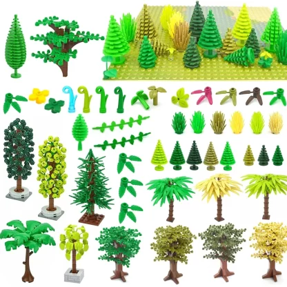 Hot sale City Parts Bush Tree Leaf Flower Green Grass Building Bricks Plants Blocks Figures Accessories Assemble Blocks Parts