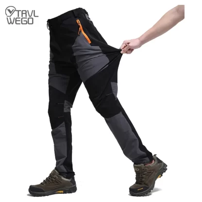 TRVLWEGO Men Summer Hiking Pants Wear-resistant Water Splash Prevention Quick Dry UV Proof Elastic Thin Camping Trousers - Image 2