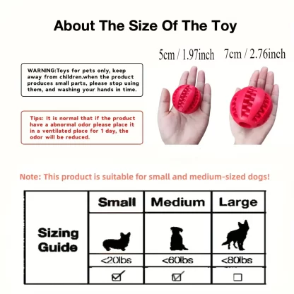 Dog Toy Ball, Nontoxic Bite Resistant Toy Ball for Pet Dogs Puppy Cat, Dog Pet Food Treat Feeder Chew Tooth Cleaning Ball - Image 2