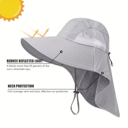 Men'S Wide-Brimmed Sun Hat-Breathable, Adjustable And Waterproof Nylon Hat With Mesh Weaving, Suitable For Hiking And Camping - Image 6