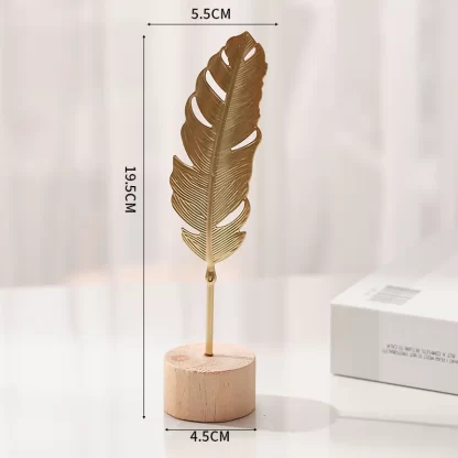 1pcs Golden Ginkgo Leaf Feather Metal Model Figurines Manual Desktop Crafts Ornaments Photo Props Statues Sculptures Home Decor - Image 3