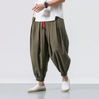 New Oversized Men Harem Pants Loose Chinese Style Cotton and Linen Sweatpants Joggers High Quality Casual Trousers Men - Image 2