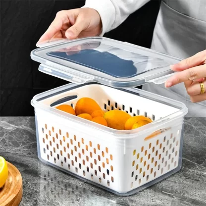 Refrigerator Storage Box Fridge Organizer Fresh Vegetable Fruit Boxes Drain Basket Storage Containers Pantry Kitchen Organizer - Image 3