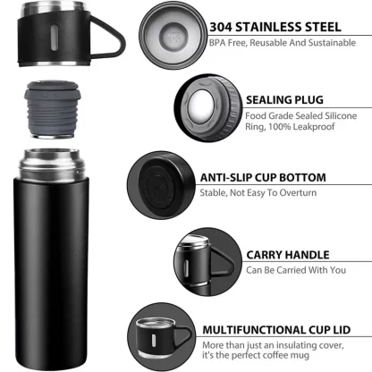 500ML 304 Stainless Steel Vacuum Insulated Bottle Gift Set Office Business Style Coffee Mug Thermos Bottle Portable Flask Carafe - Image 6