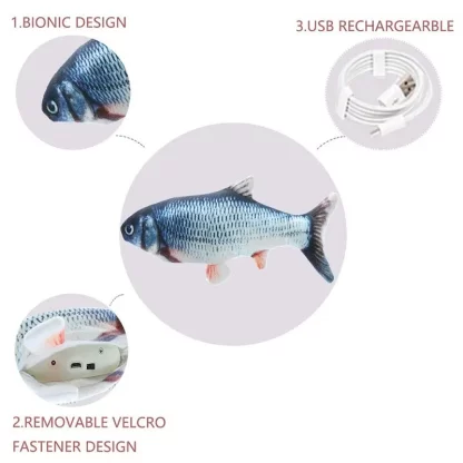 Cat Dog Toy Fish USB Charging Electric Floppy Simulation Fish Interactive Training Teeth Grinding Pet Chew Toys - Image 5