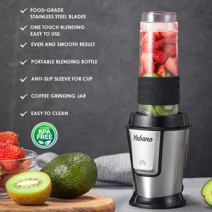 Personal Blender with 2 x 20oz Travel Bottle and Coffee/Spices Jar, Portable Smoothie Blender and Coffee Grinder in One - Image 3