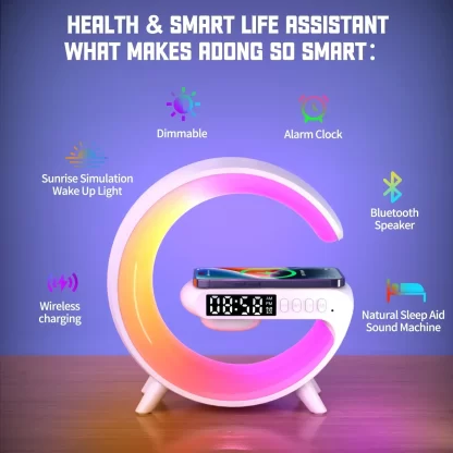 Multifunction Wireless Charger Stand Pad RGB Light Alarm Clock Speaker For iPhone Samsung Xiaomi Mini Fast Charging Dock Station - Image 3