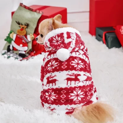 Winter Dog Christmas Jumpsuit Clothes Warm Plush Pet Pajamas for Small Medium Dogs Cats Overalls Puppy York Chihuahua Onesies - Image 4