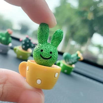 1 Set Of 4, Resin Succulent Cactus Mini Green Plant Car Office Home Living Room Crafts - Image 6