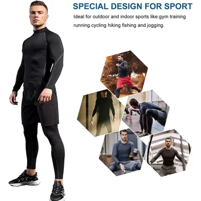 Men Bodybuilding Sport T-shirt Quick Dry Running Shirt Long Sleeve Compression Top Gym T Shirt Men Fitness Tight Rashgard - Image 5