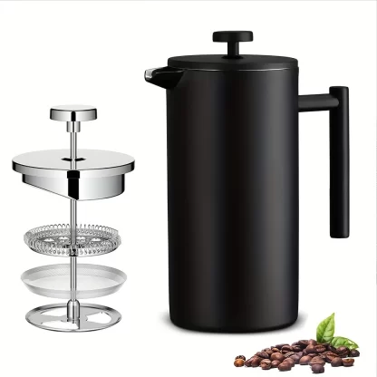 1000ML Coffee Maker Pot French Press Coffee Maker Stainless Steel Creed Coffee Stovetop Coffeeware Teaware Strainer &3 Filters - Image 4