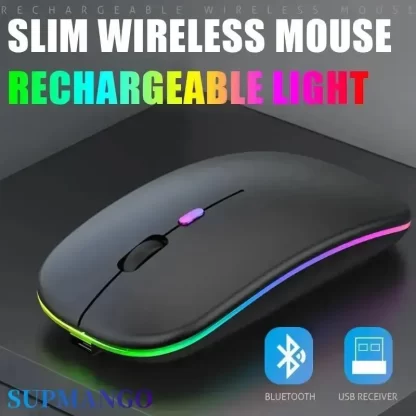 Wireless Mouse Rechargeable Silent LED Backlit Mice PC Laptop Computer Mous 2.4Ghz Receiver Bluetooth Dual Mode Optical Mice - Image 2