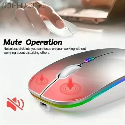 Wireless Mouse Rechargeable Silent LED Backlit Mice PC Laptop Computer Mous 2.4Ghz Receiver Bluetooth Dual Mode Optical Mice - Image 4