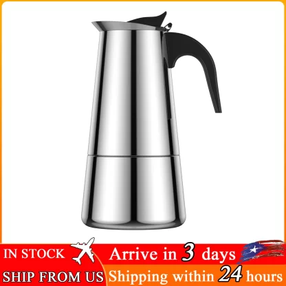 Induction Coffee Maker Espresso Maker Stainless Steel Stovetop Coffee Maker Moka Pot Coffee Maker Pot Suitable for Home Camping