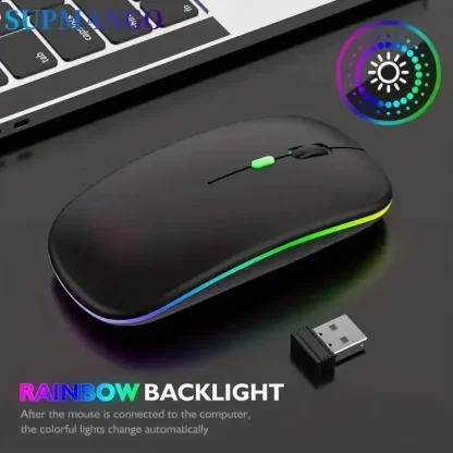 Wireless Mouse Rechargeable Silent LED Backlit Mice PC Laptop Computer Mous 2.4Ghz Receiver Bluetooth Dual Mode Optical Mice - Image 5