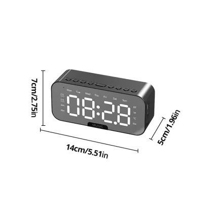 1pc LED Digital Alarm Clock with Bluetooth ,Speaker Mirror Bedroom Office Decor Table Screen Temperature FM Radio - Image 6