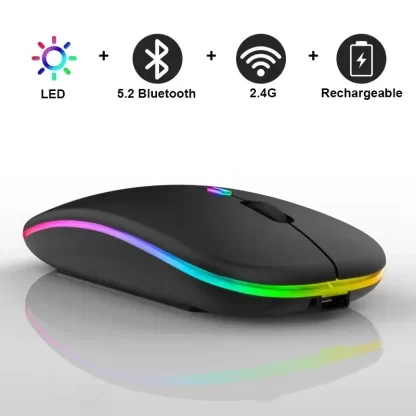 Wireless Mouse Rechargeable Silent LED Backlit Mice PC Laptop Computer Mous 2.4Ghz Receiver Bluetooth Dual Mode Optical Mice - Image 6